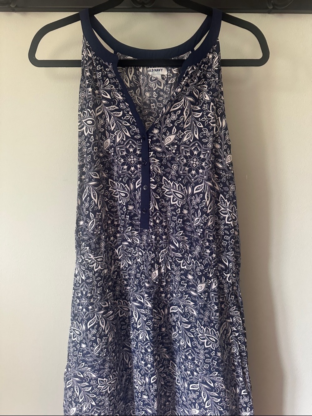 Old Navy Navy and White Paisley Halter Sundress